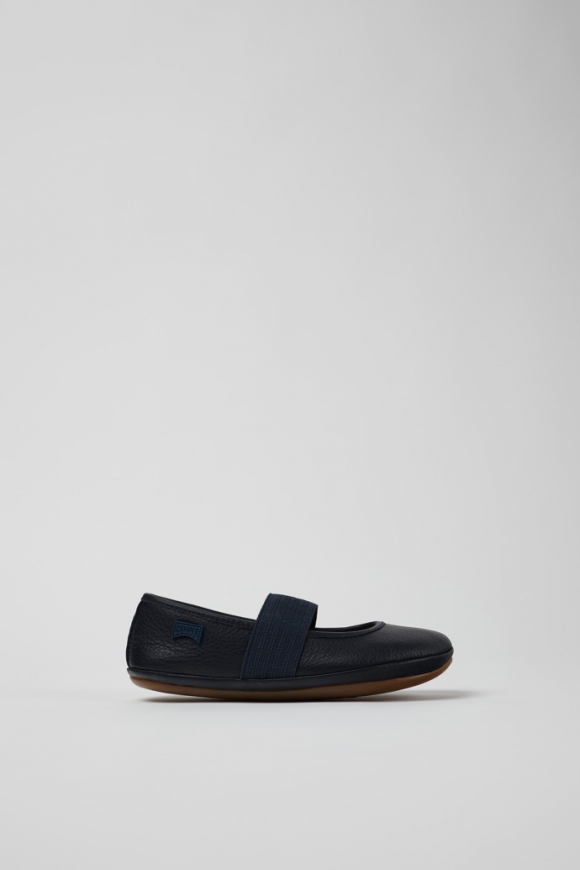 Camper Right - Blaue Lederballerinas für Kinder.