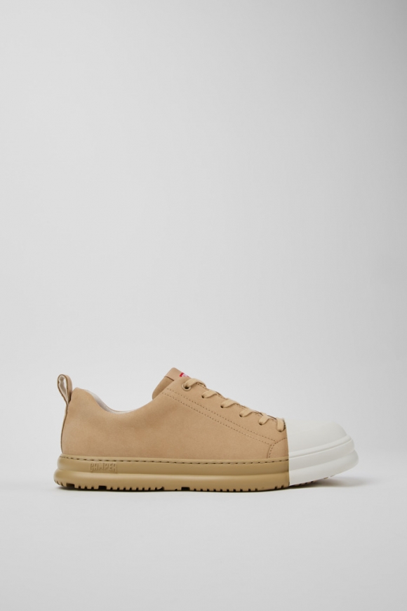 Camper Junction Runner - Beige Herrensneaker aus Nubukleder.