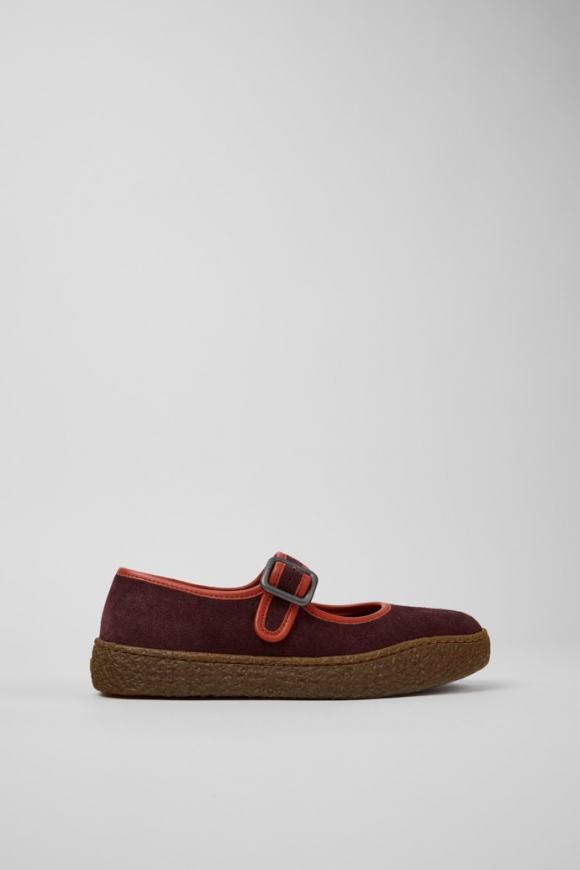 Camper Peu Terreno - Weinroter Damenschuh aus Nubukleder und Leder.
