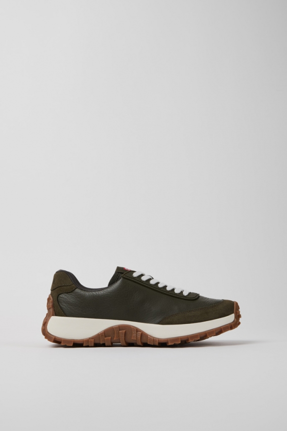 Camper Drift Trail VIBRAM - Grüner Damensneaker aus Leder und Nubukleder