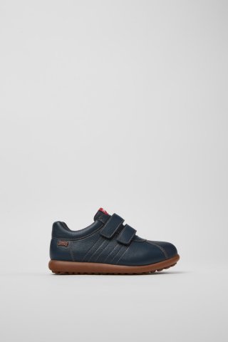 Camper Pelotas - Blauer Kinderschuh aus Leder und Textil. Camper Pelotas - Blauer Kinderschuh aus Leder und Textil.