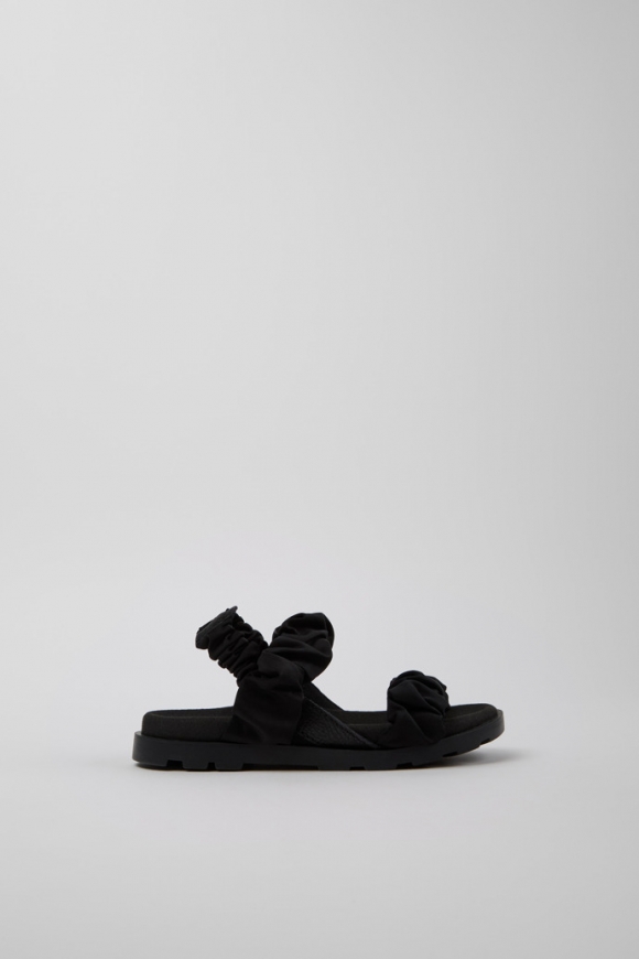 Camper Brutus Sandal - Schwarze Kindersandale aus Leder und Recycling-PET.