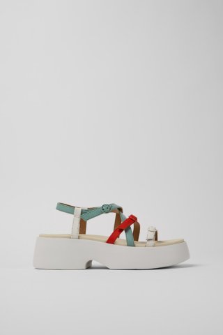 Camper Twins - Mehrfarbige Ledersandalen für Damen. Camper Twins - Mehrfarbige Ledersandalen für Damen.