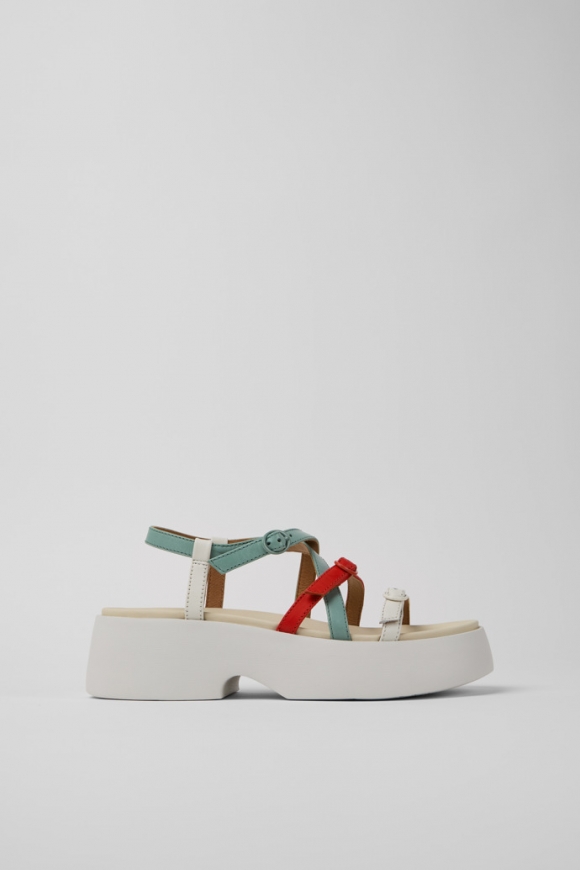 Camper Twins - Mehrfarbige Ledersandalen für Damen.