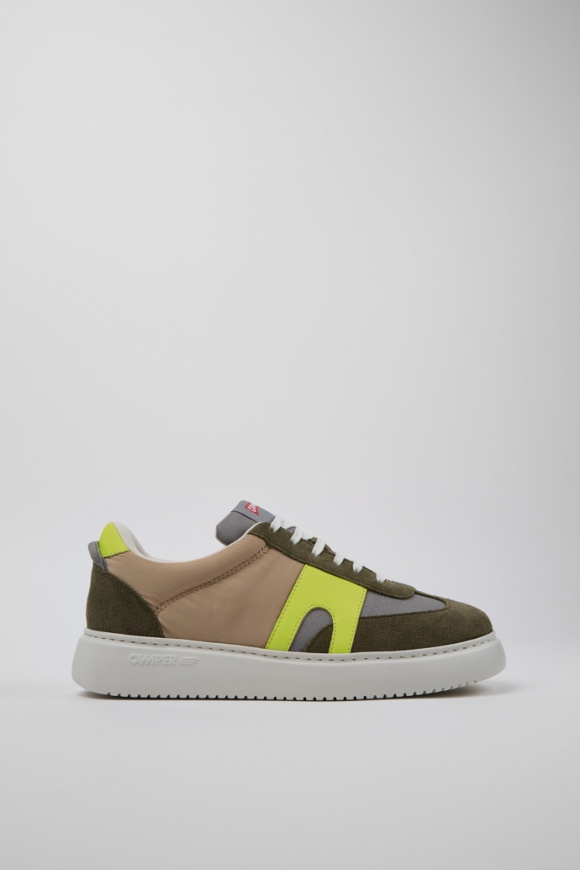 Camper Runner K21 Sorona® - Mehrfarbiger Herrensneaker aus recyceltem PET und Nubukleder.