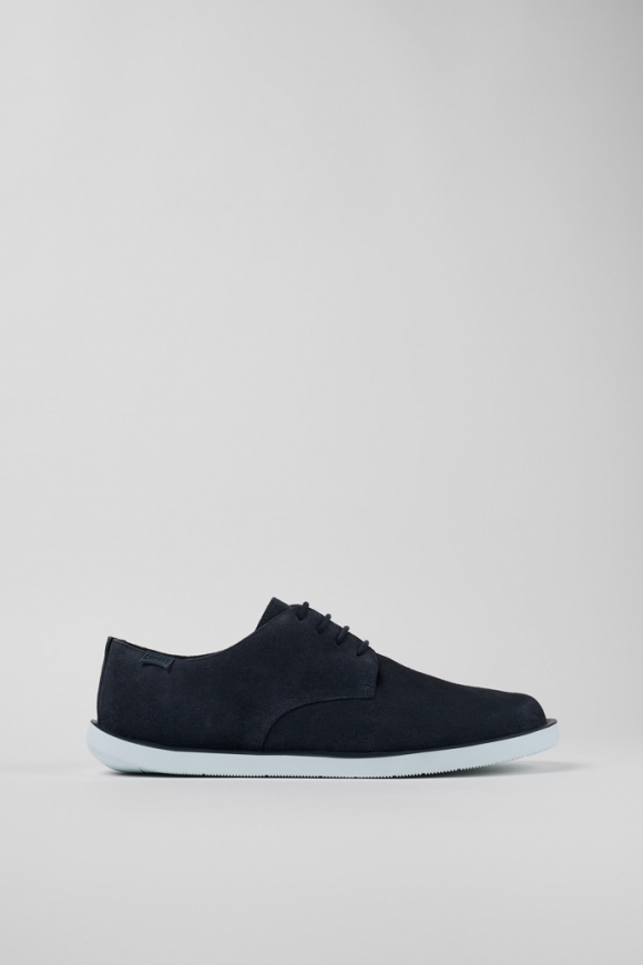 Camper Wagon - Blauer Herrenschnürschuh aus Nubukleder