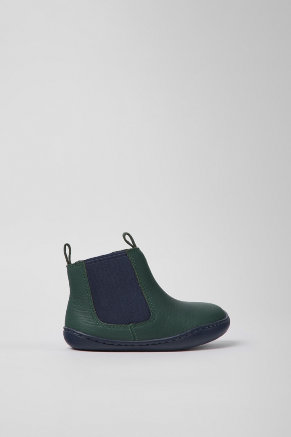 Camper Peu - Grün-blauer Kinderstiefel aus Leder