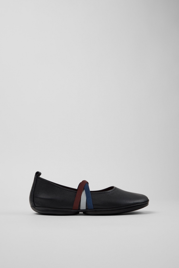 Camper Twins - Schwarzer Ballerina aus Leder für Damen.