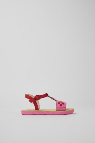 Camper Twins - Rosa-rote Kindersandale aus Leder Camper Twins - Rosa-rote Kindersandale aus Leder