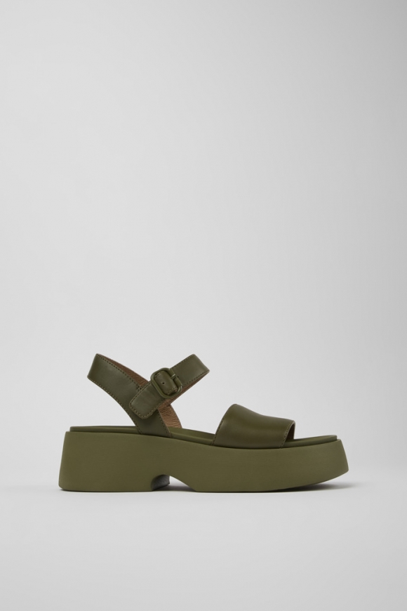 Camper Tasha - Grüne Ledersandalen für Damen