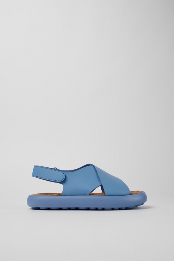 Camper Pelotas Flota - Blaue Damensandalen aus Leder mit Kreuzriemen