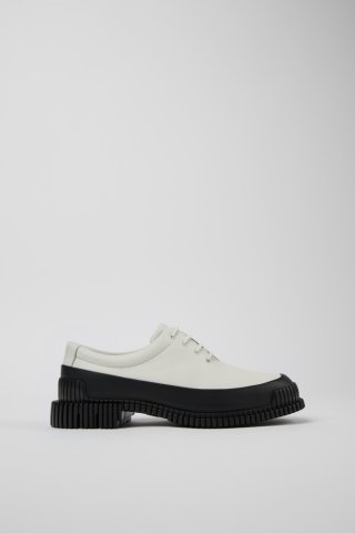 Camper Pix - Damenschnürschuh aus Leder in Weiß und Schwarz Camper Pix - Damenschnürschuh aus Leder in Weiß und Schwarz
