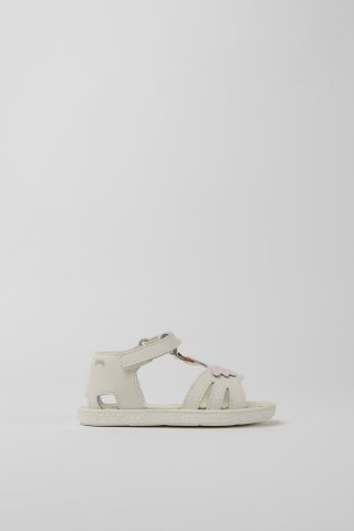 Camper Miko - Sandale aus Leder in Weiß mit Rosa und Gelb Camper Miko - Sandale aus Leder in Weiß mit Rosa und Gelb