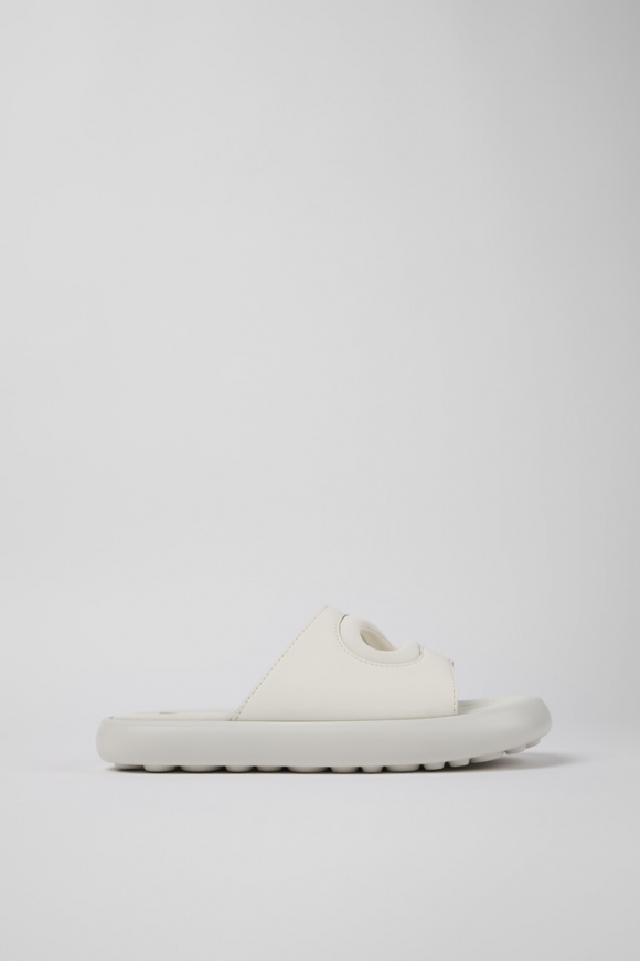 Camper Twins - Weiße Damenpantoletten aus Leder/Textil