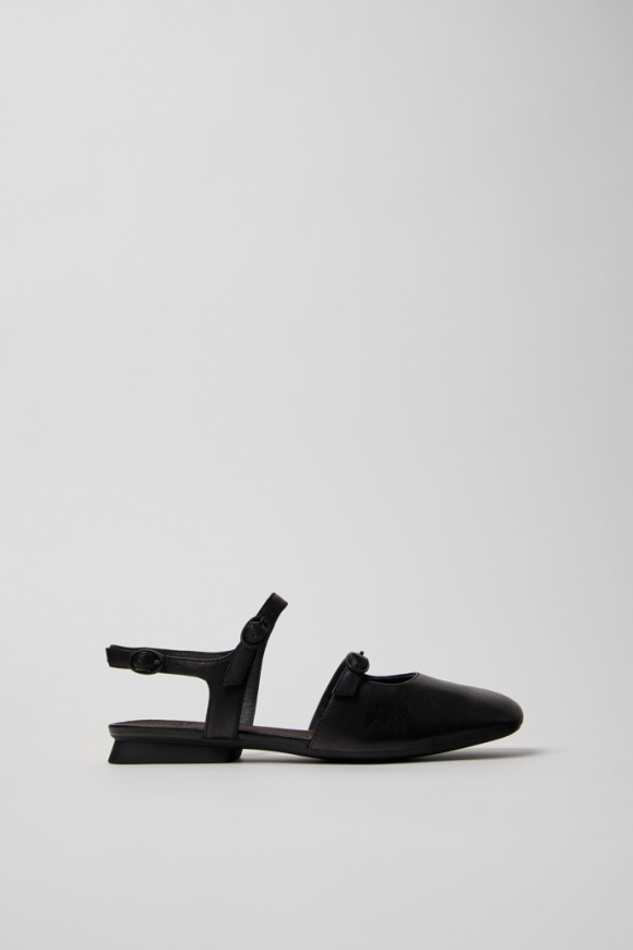 Camper Casi Myra - Schwarzer Halboffener Lederschuh für Damen.