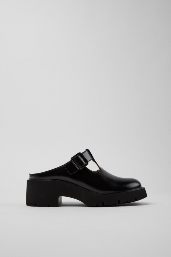 Camper Milah - Schwarze Ledersandale für Damen.