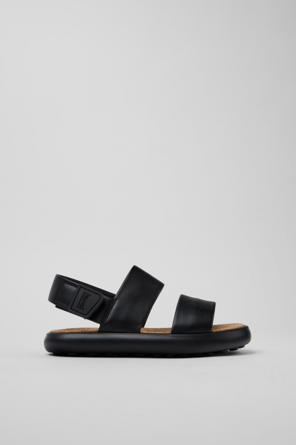Camper Pelotas Flota - Schwarze Ledersandale für Damen.