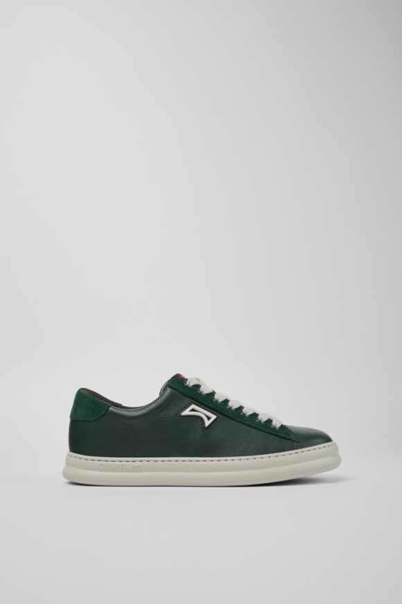 Camper Runner - Grüner Damensneaker aus Leder und Nubukleder.