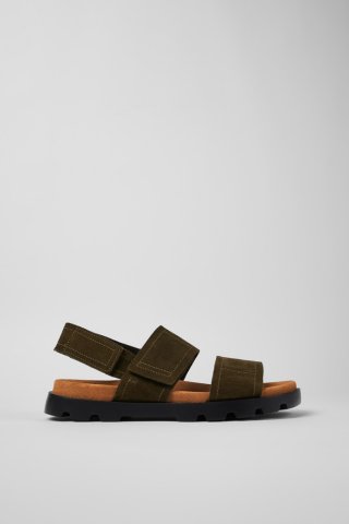 Camper Brutus Sandal - Grüne Herrensandalen aus Nubukleder mit Doppelriemen