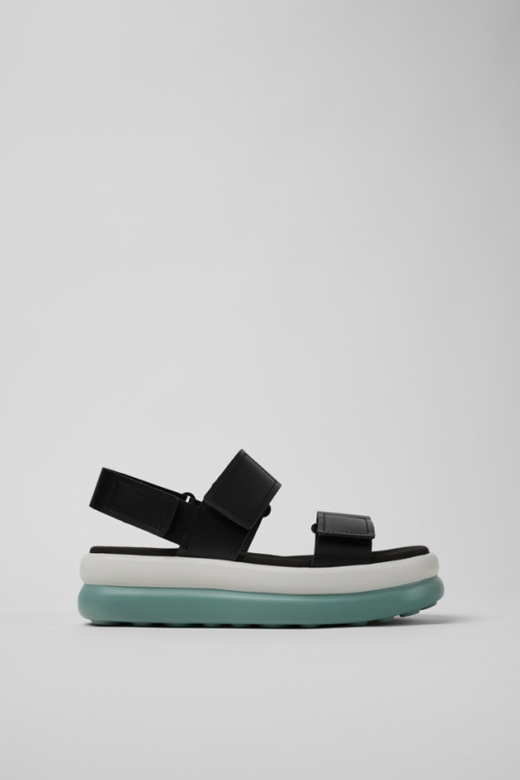 Camper Pelotas Flota Up - Schwarze Ledersandale für Damen.