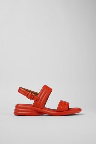 Camper Spiro - Rote Damensandalen aus Leder mit Doppelriemen Camper Spiro - Rote Damensandalen aus Leder mit Doppelriemen