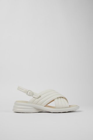 Camper Spiro - Weiße Damensandalen aus Leder mit Kreuzriemen