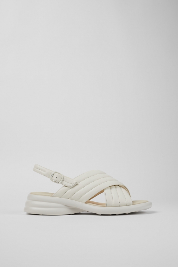 Camper Spiro - Weiße Damensandalen aus Leder mit Kreuzriemen