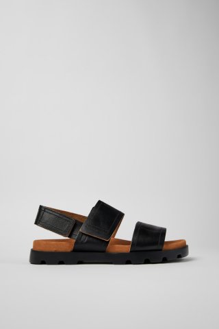 Camper Brutus Sandal - Schwarze Herrensandalen aus Leder mit Doppelriemen