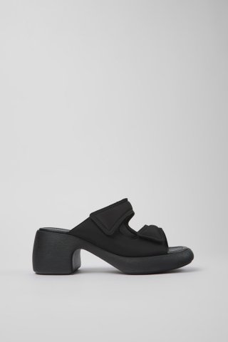 Camper Thelma - Schwarze Damensandalen aus Textil mit Doppelriemen Camper Thelma - Schwarze Damensandalen aus Textil mit Doppelriemen