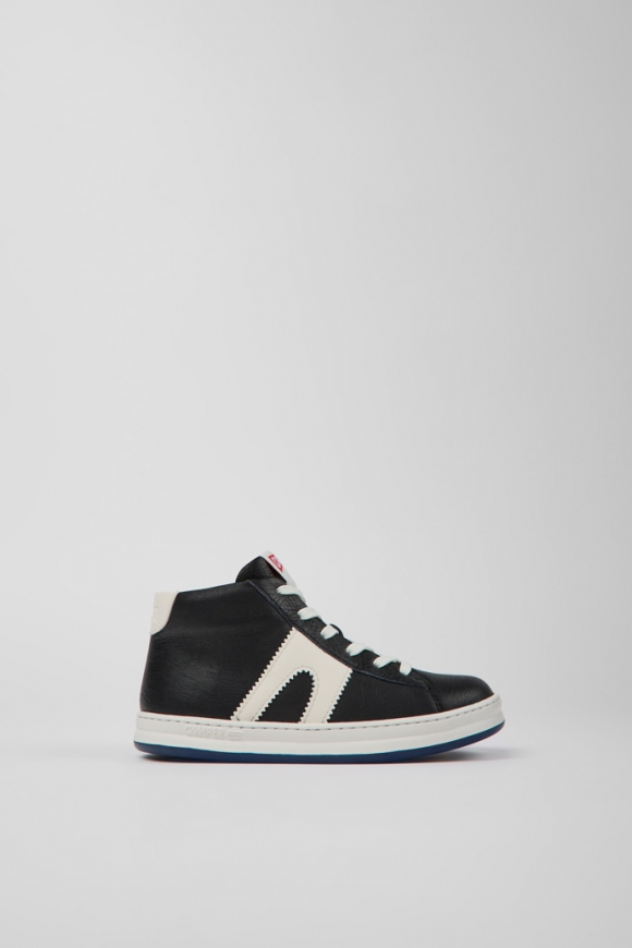 Camper Runner - Schwarzweißer Kindersneaker aus Leder