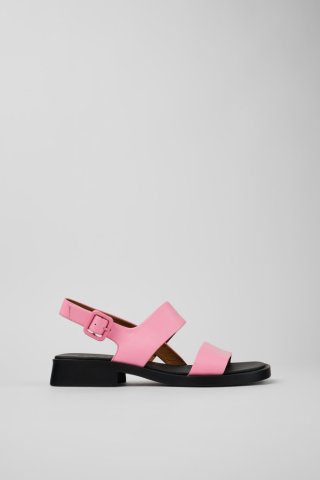 Camper Dana - Rosafarbene Ledersandalen mit Doppelriemen