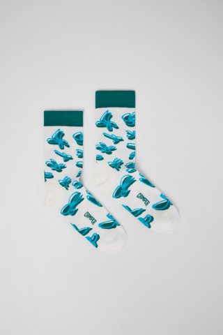 Camper Socks - Weiße, grüne, blaue Socken aus Bio-Baumwolle. Camper Socks - Weiße, grüne, blaue Socken aus Bio-Baumwolle.