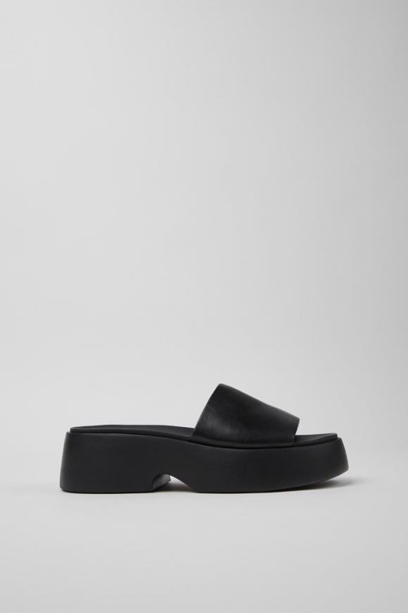 Camper Tasha - Schwarze Ledersandale für Damen.