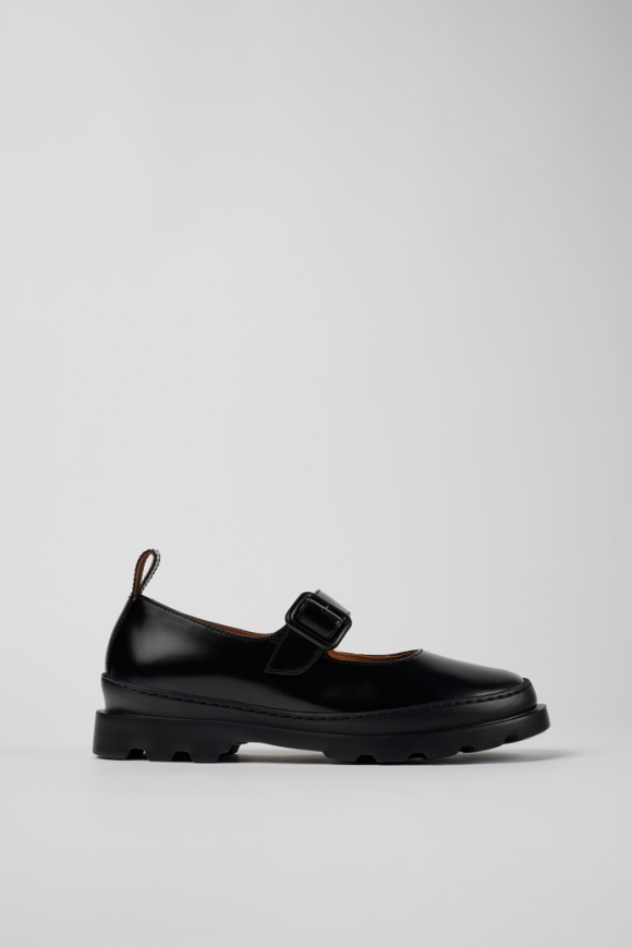 Camper Brutus - Schwarzer Lederschuh im Mary-Jane-Stil