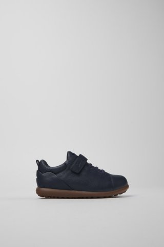 Camper Pelotas - Blauer Kinderschuh aus Leder und Textil. Camper Pelotas - Blauer Kinderschuh aus Leder und Textil.