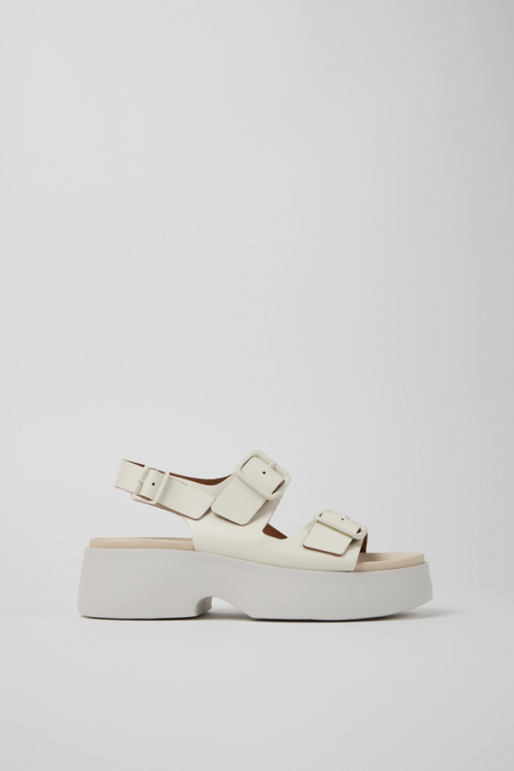 Camper Tasha - Weiße Ledersandalen für Damen.