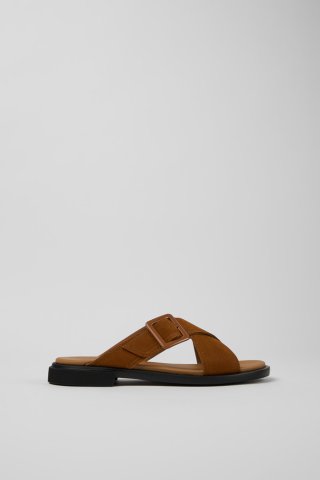 Camper Edy - Damensandale aus Leder in Braun