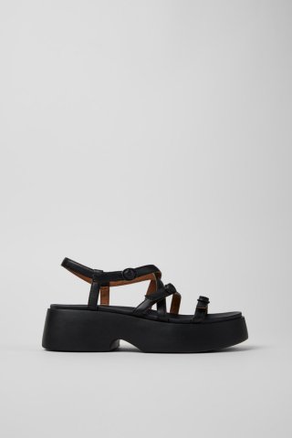 Camper Tasha - Schwarze Ledersandale für Damen.