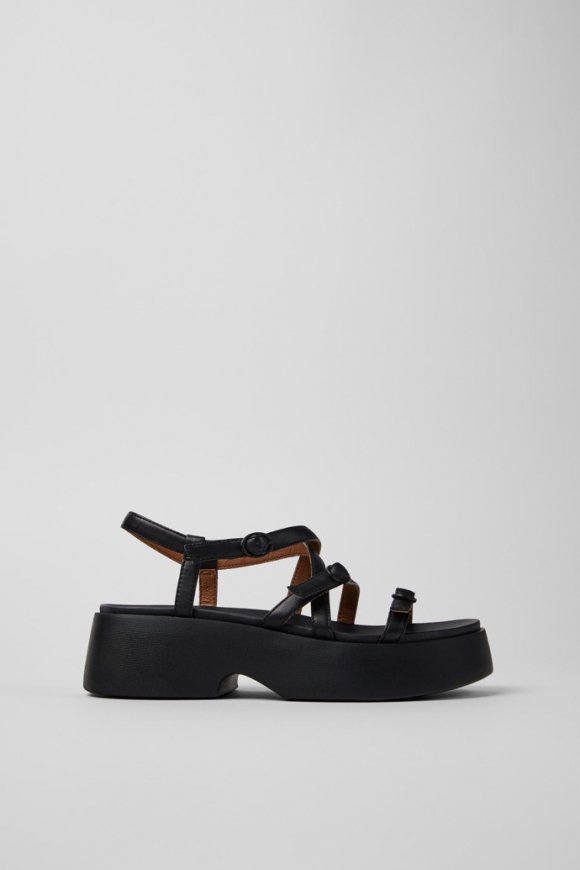 Camper Tasha - Schwarze Ledersandale für Damen.