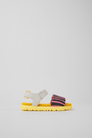 Camper Oruga - Mehrfarbige Kindersandale aus Leder und Textil