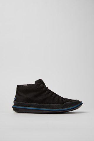 Camper Beetle - Schwarze Herrenstiefelette aus Textil und Nubukleder. Camper Beetle - Schwarze Herrenstiefelette aus Textil und Nubukleder.