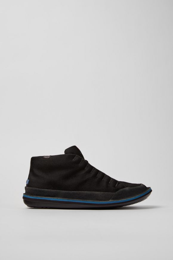 Camper Beetle - Schwarze Herrenstiefelette aus Textil und Nubukleder.