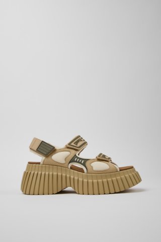 Camper Pix BCN - Mehrfarbige Sandalen aus Leder und Textil für Damen. Camper Pix BCN - Mehrfarbige Sandalen aus Leder und Textil für Damen.