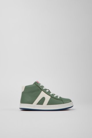 Camper Runner - Grün-weiße Kinderstiefelette aus Leder Camper Runner - Grün-weiße Kinderstiefelette aus Leder