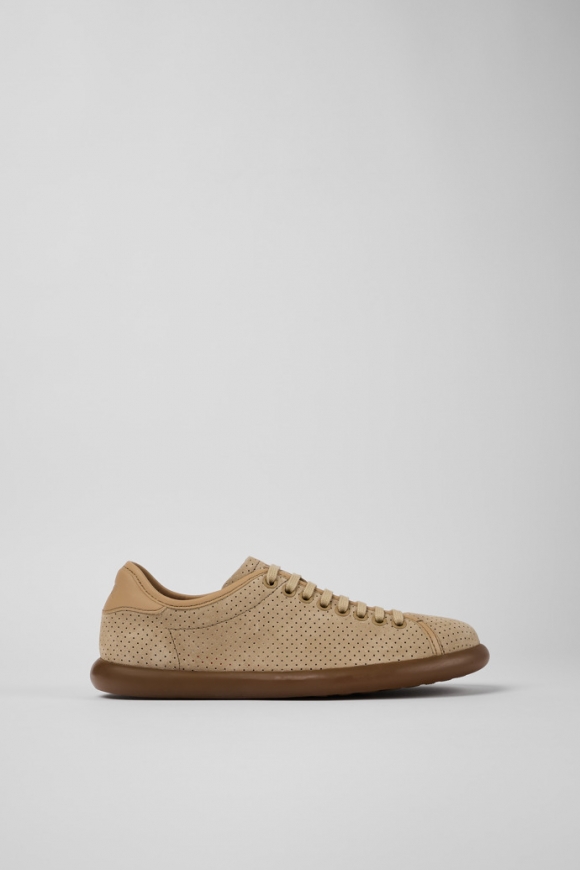 Camper Pelotas Soller - Beige Sneaker aus Nubukleder und Leder für Damen.