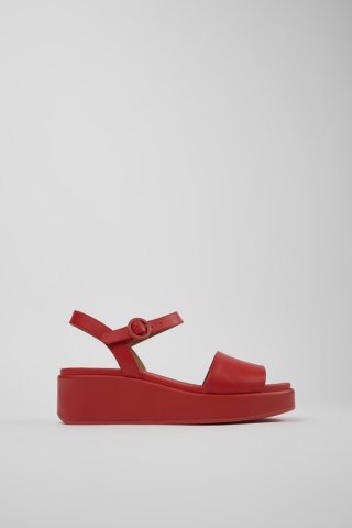 Camper Misia - Rote Damensandalen aus Leder mit Doppelriemen Camper Misia - Rote Damensandalen aus Leder mit Doppelriemen