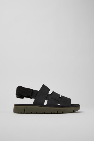 Camper Oruga - Schwarze Herrensandale aus Leder und Textil Camper Oruga - Schwarze Herrensandale aus Leder und Textil