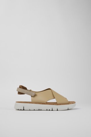 Camper Oruga - Beige Damensandalen aus Leder/Textil Camper Oruga - Beige Damensandalen aus Leder/Textil