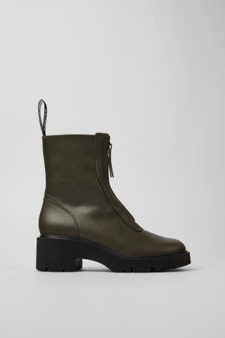 Camper Milah - Grüner Damenstiefel aus Leder mit Reißverschluss Camper Milah - Grüner Damenstiefel aus Leder mit Reißverschluss