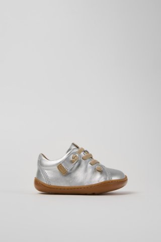 Camper Peu - Silberne Kinderschuhe aus Leder.